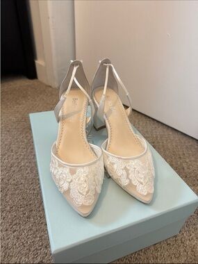 Bella Belle Ivory Lace Pointed Heels